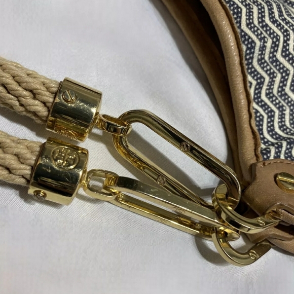 Tory Burch Designer Kerrington Nautical Rope Zig Zag Tote Purse Handbag - Picture 5 of 15